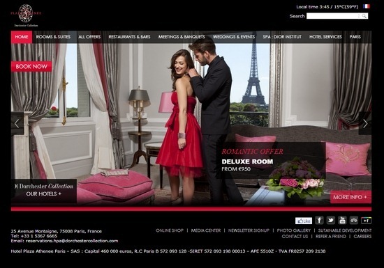 Plaza Athenee Paris thiet ke website khach san