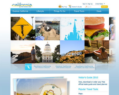 visitcalifornia thiet ke web du lich