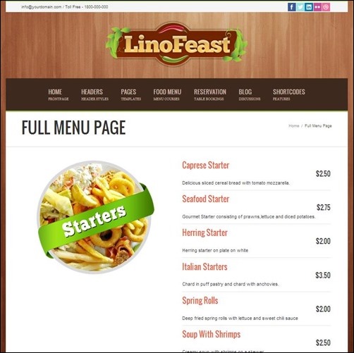 linofeast responsive restaurant wp thumb thiet ke web nha hang