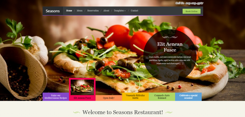 Seasons Restaurant WordPress Thiet ke website cua hang cafe