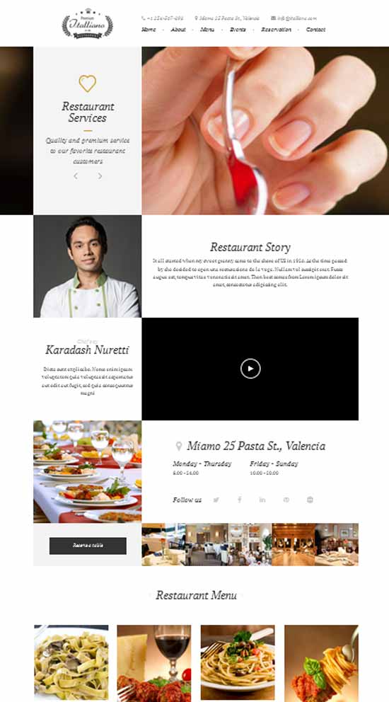 italliano clean premium restaurant template thiet ke web nha hang