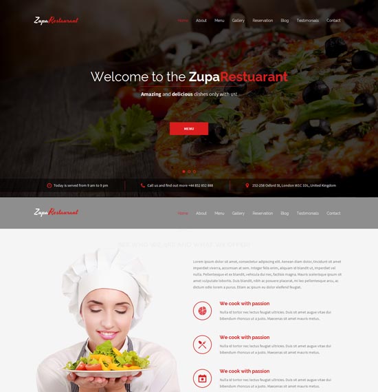 zuparestaurant thiet ke web nha hang