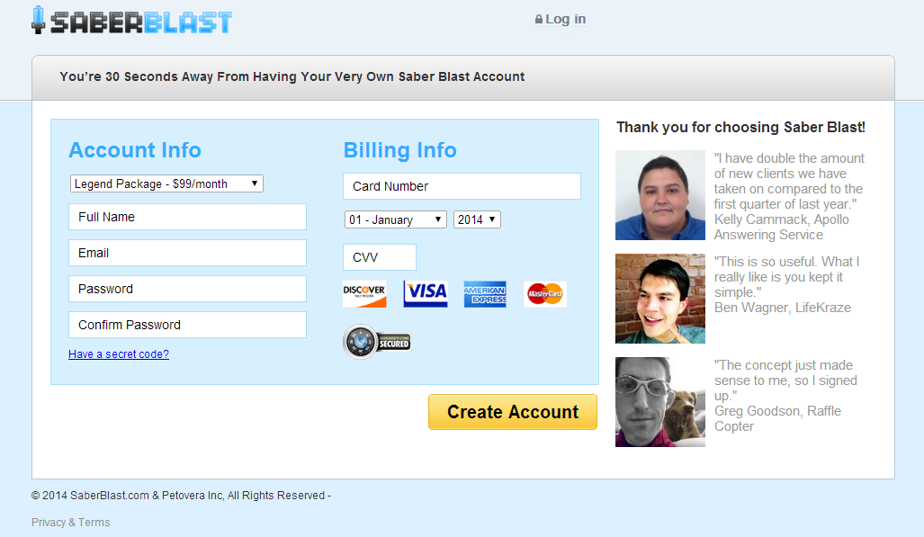 saber blast payment page thiet ke web ban hang