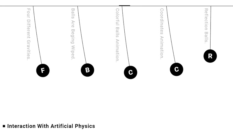 Interaction with Artificial Physics navigation trong thiet ke website dep