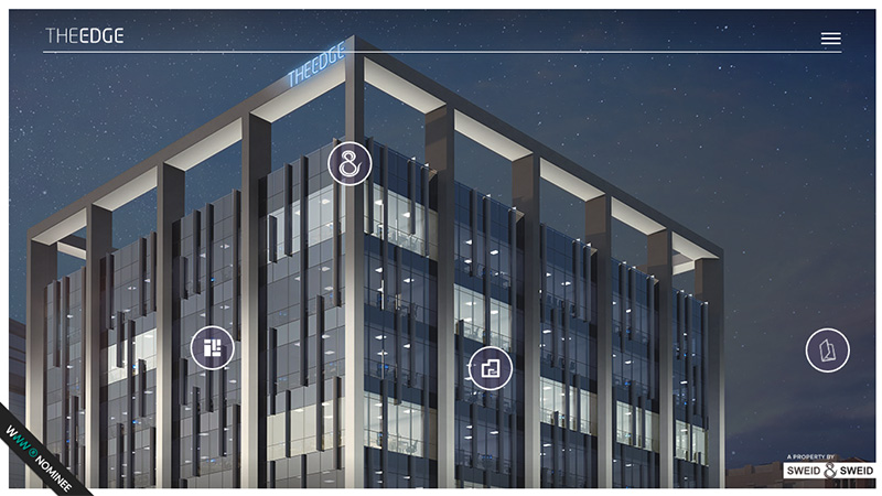 Vẻ đẹp tinh tế của 20 website sử dụng navigation hình tròn The Edge Dubai navigation trong thiet ke website dep