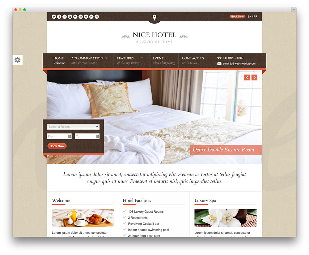 nice hotel wordpress theme thiet ke web khach san