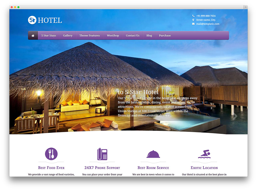 5 start hotel theme thiet ke web khach san