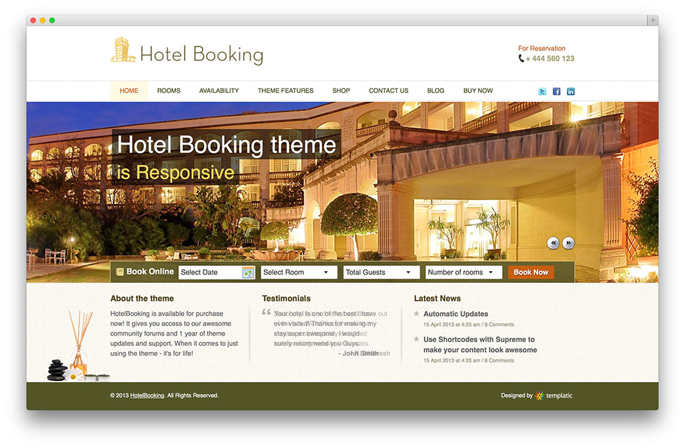 hotel booking wordpress template thiet ke web khach san