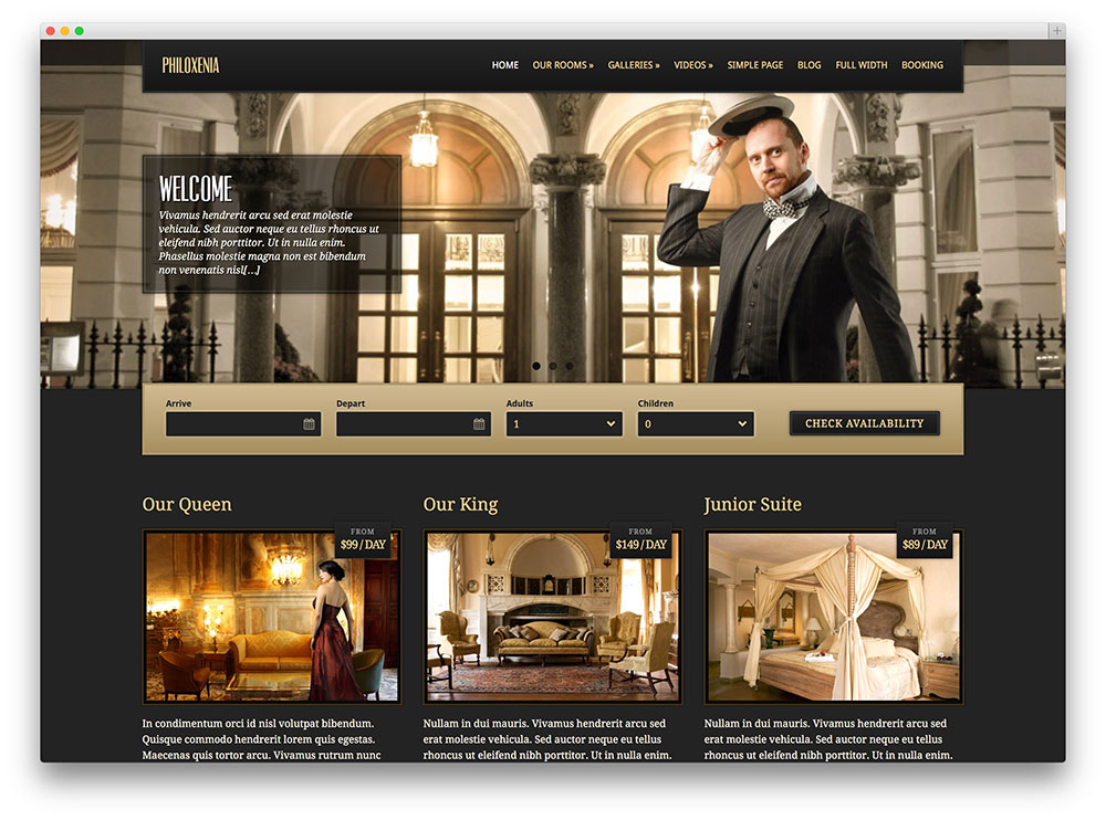 philoxenia motel wp theme thiet ke web khach san