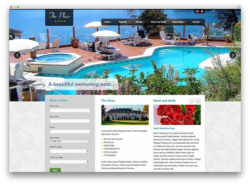 the place classic booking theme thiet ke web khach san