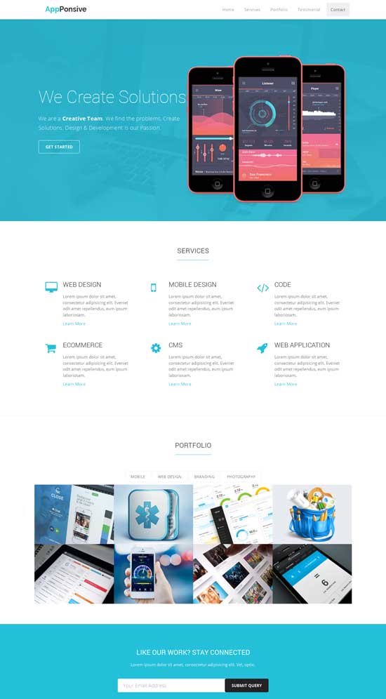 appponsive free portfolio landing page thiet ke web ban hang