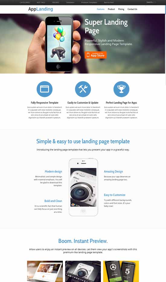 free responsive app landing page website template thiet ke web ban hang