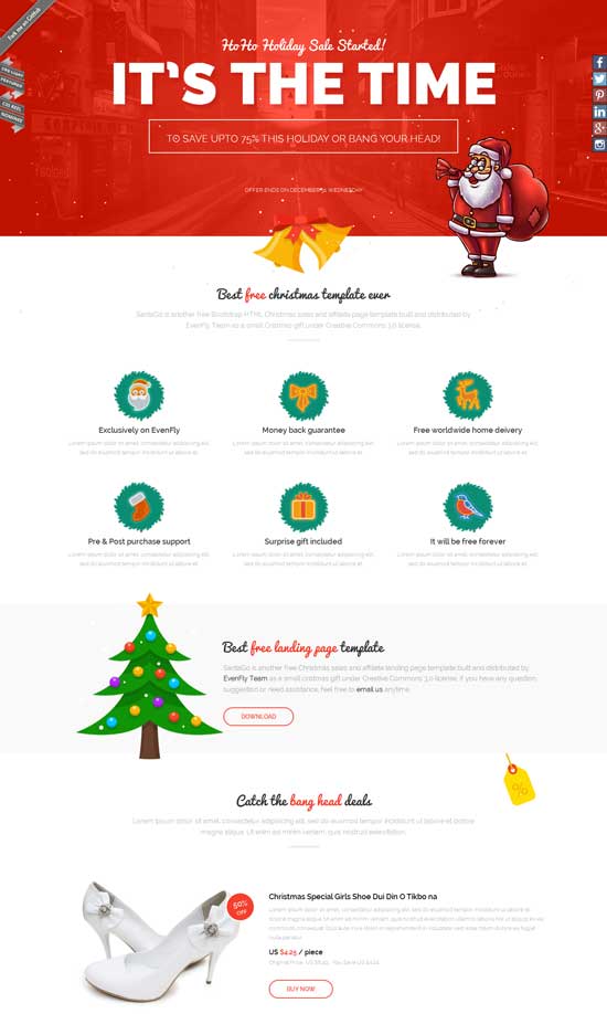 santago free christmas landing page template thiet ke web ban hang