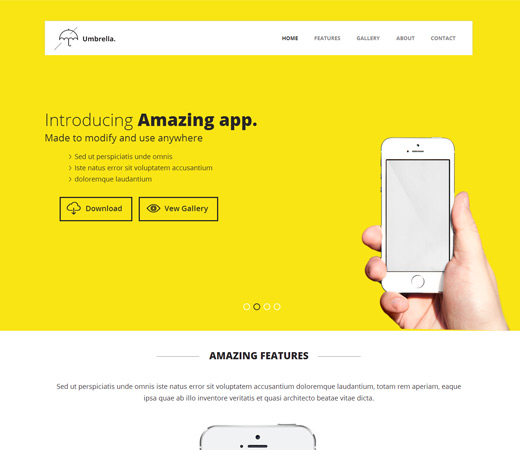 umbrella responsive app landing page template thiet ke web ban hang
