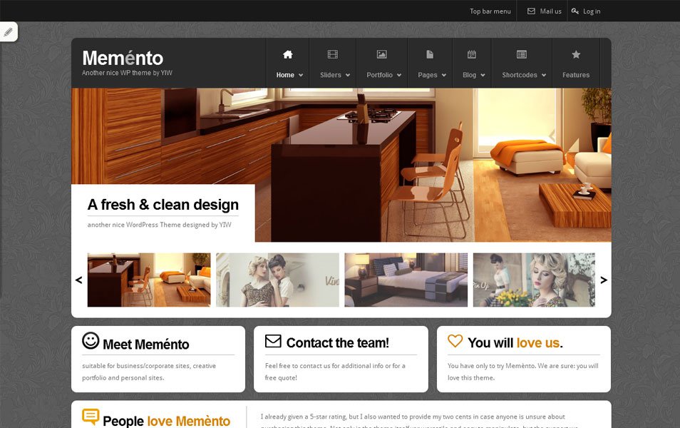 memento free portfolio wordpress theme