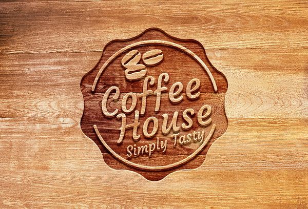 Carved Wood Logo Mockup PSDThiet ke logo chuyen nghiep