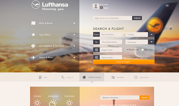 Tìm cảm hứng qua chuyến thăm 20+ website ấn tượng chủ đề du lịch Lufthansa---Concept thiet ke website du lich