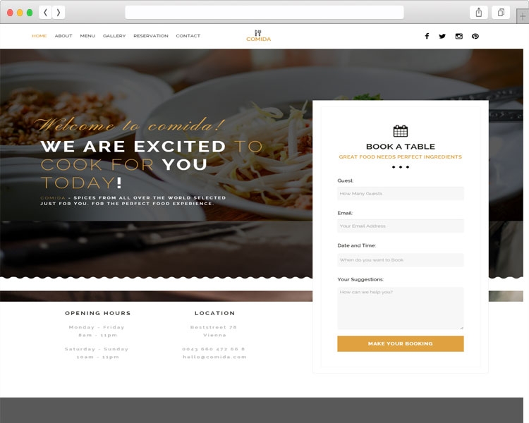 thiet ke website nha hang comida