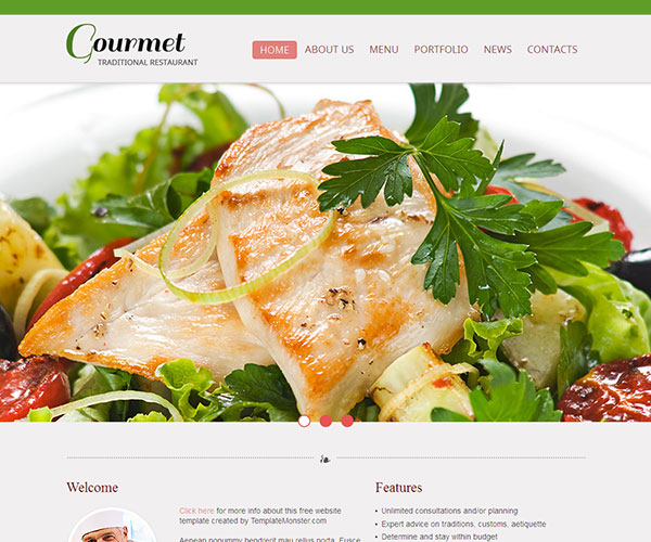 thiet ke website nha hang Gourmet