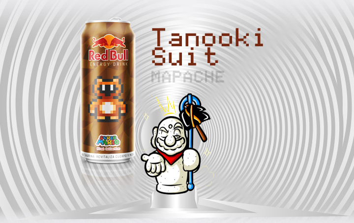 thiết kế bao bì sản phẩm Red Bull Super Mario Tanooki Suit Mapache