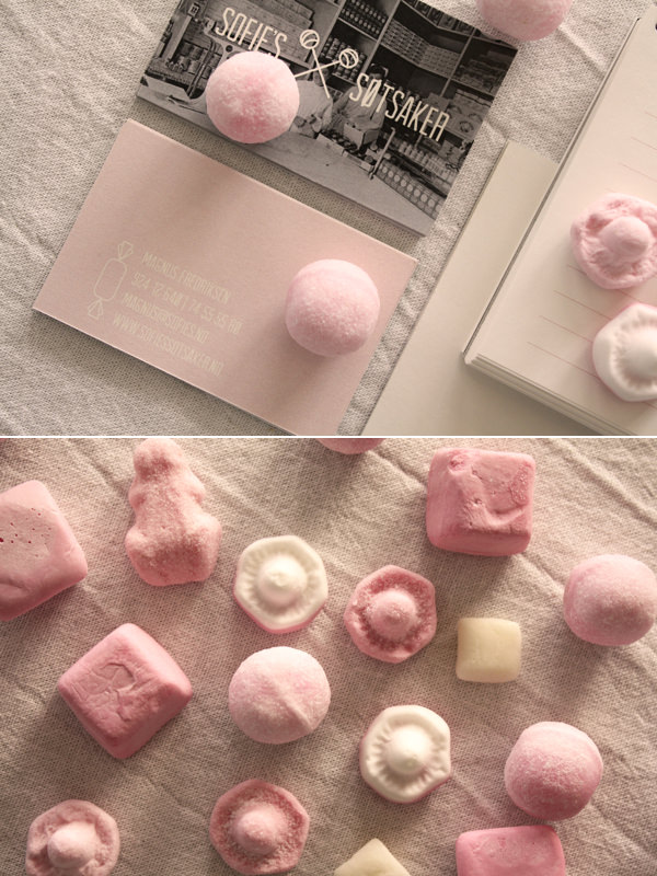 thiết kế bao bì sản phẩm kẹo sáng tạo Sofie´s søtsaker