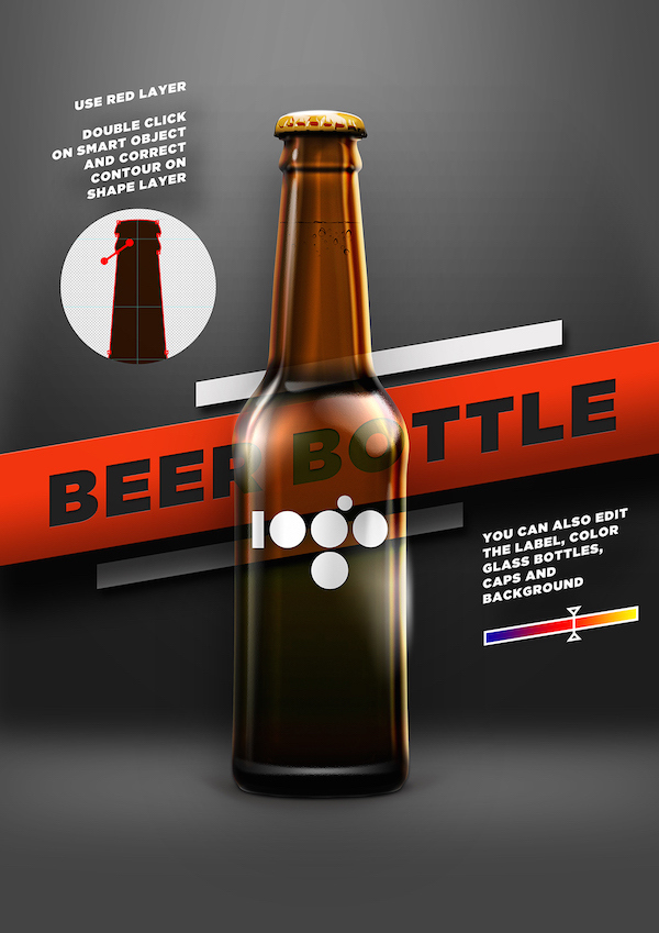 thiết kế bao bì sản phẩm mockup miễn phí Beer Shape Bottle Mock – Up