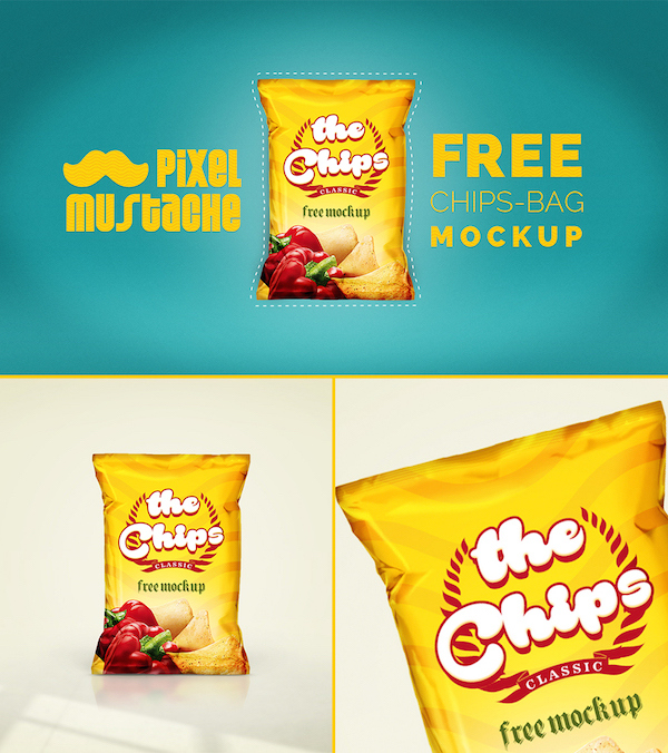 thiết kế bao bì sản phẩm mockup miễn phí Chips bag mockup