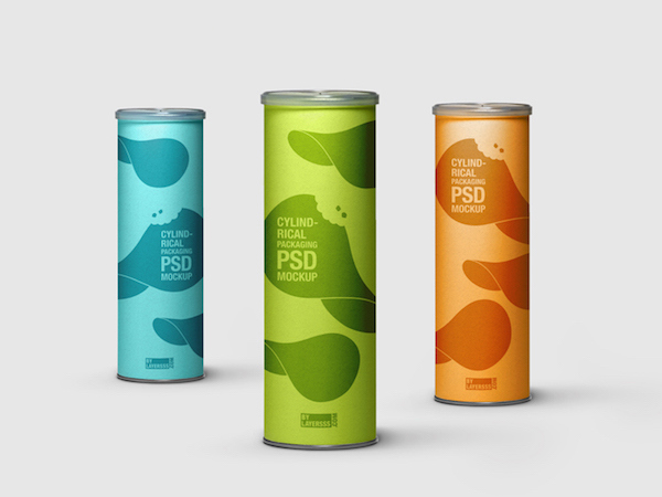 thiết kế bao bì sản phẩm mockup miễn phí Cylindrical Packaging Layersss