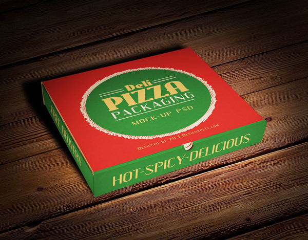 thiết kế bao bì sản phẩm mockup miễn phí Free Pizza Box Packaging Mockup PSD File