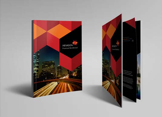 thiết kế brochure bộ nhận diện thương hiệu thú vị Hexagon brochure template
