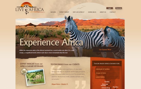 Những mấu thiết kế website ấn tượng Live Africa