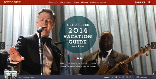 Những mấu thiết kế website ấn tượng Tennessee Vacation