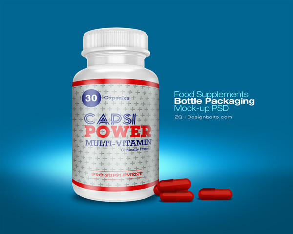 thiết kế bao bì sản phẩm mockup miễn phí phần 3 Food Supplement Packaging Bottle