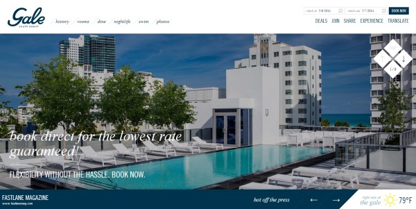 Thiết kế website khách sạn ấn tượng Gale South Beach
