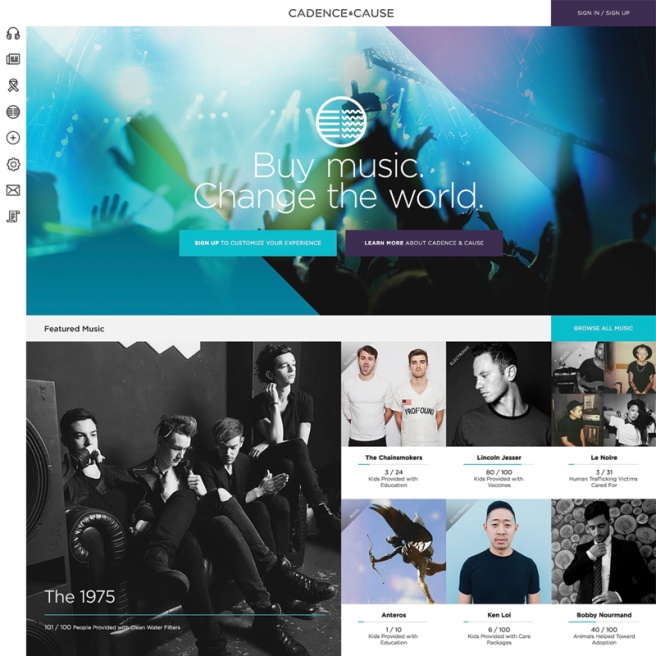 thiết kế website Cadence Cause giải International Design Awards 2016