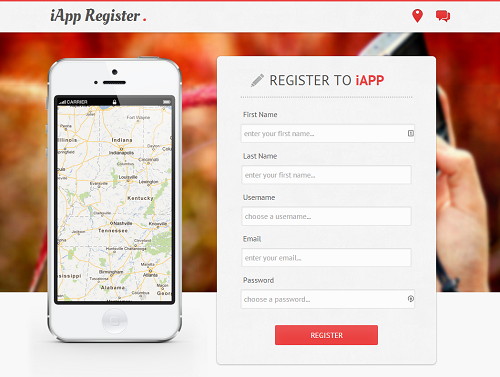 thiết kế website doanh nghiệp miễn phí App Register