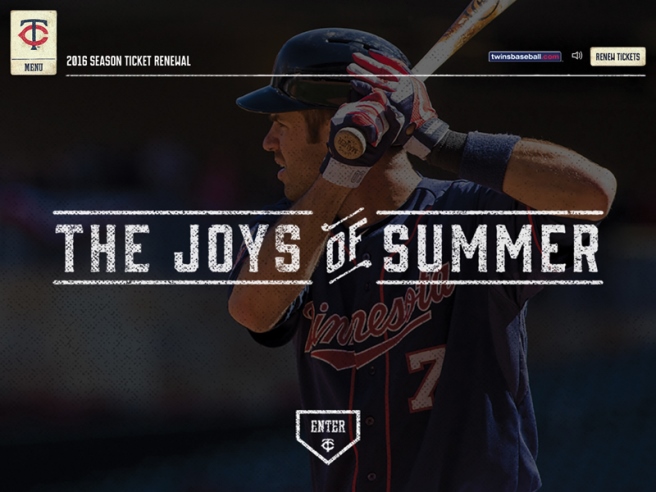 thiết kế website Minnesota Twins - Joys of Summer giải International Design Awards 2016