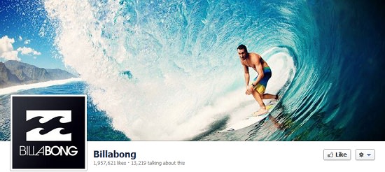 ảnh bìa Facebook thiết kế nhận diện thương hiệu nổi tiếng Billabong