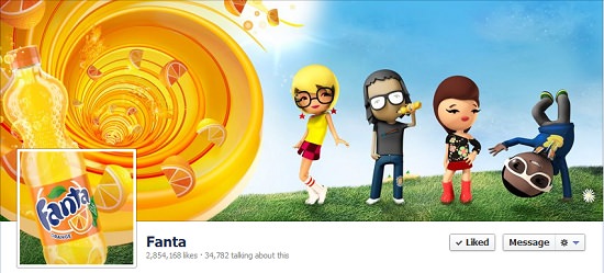 ảnh bìa Facebook thiết kế nhận diện thương hiệu nổi tiếng Fanta
