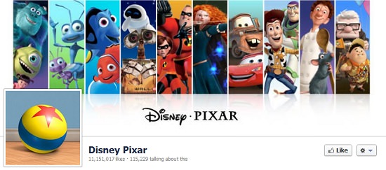 ảnh bìa Facebook thiết kế nhận diện thương hiệu nổi tiếng Pixar
