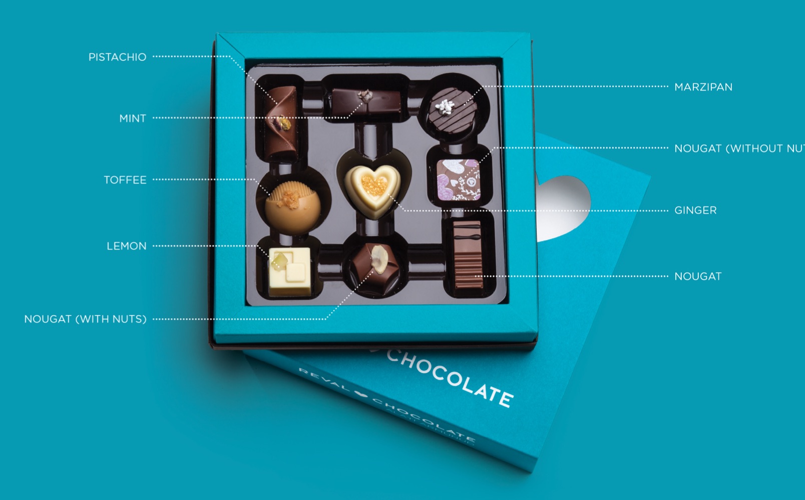 thiết kế bao bì sản phẩm của Reval Chocolate Always in love