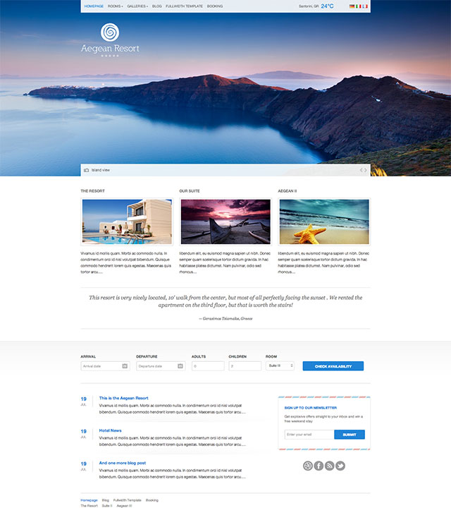 Tìm hiểu chủ đề WordPress 2016 Palazio và Aegean Resort dành cho thiết kế website khách sạn 2