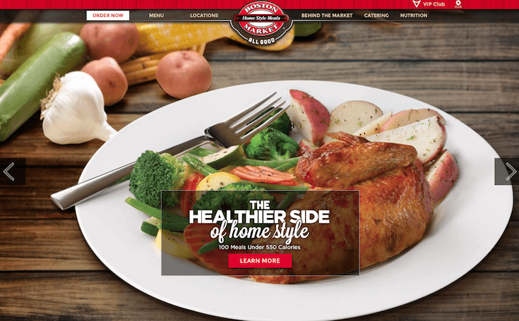 Giao diện web nhà hàng Boston Market