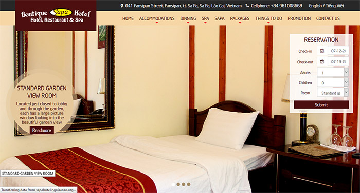 Một mẫu web khách sạn chuyên nghiệp được thực hiện tại Ngôi Sao Số.