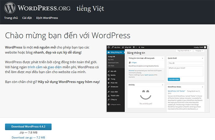 trang chủ WordPress việt nam