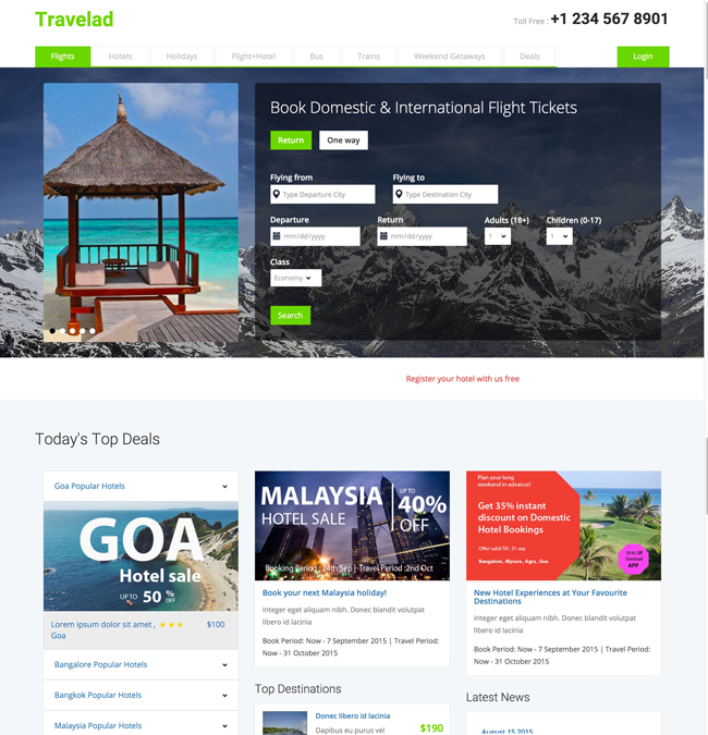 1. Mẫu web du lịch Travelad