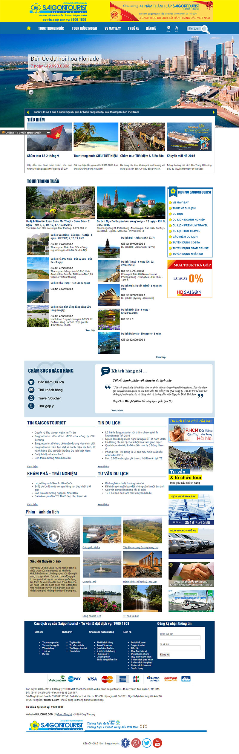 Mẫu web du lịch của Sài Gòn Tourist