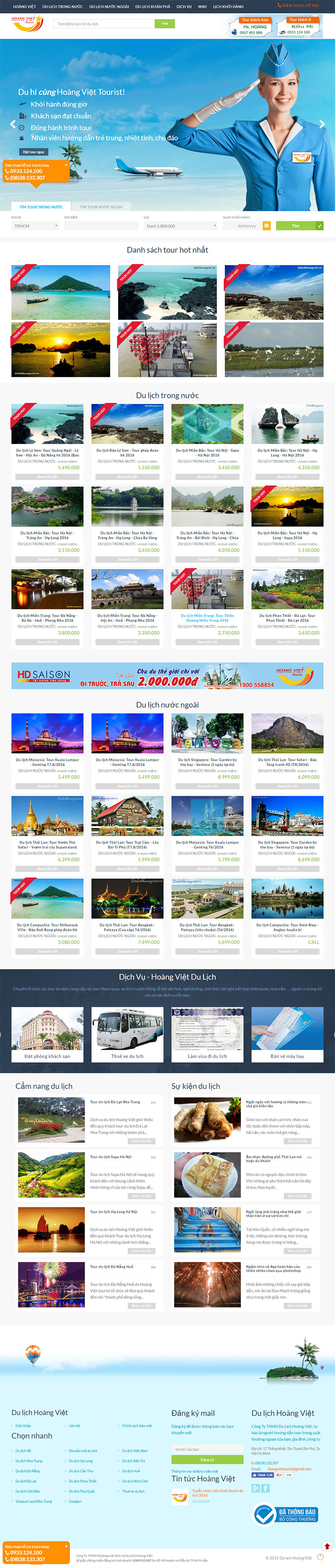 Mẫu web du lịch của Hoàng Việt Tourist