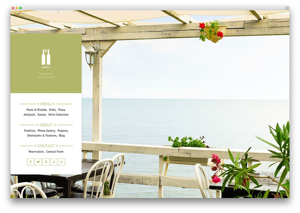 amici light fullscreen restaurant theme