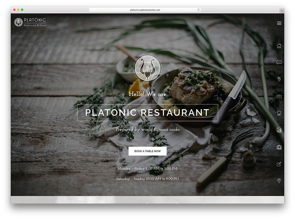 platonic - fullscreen restaurant theme